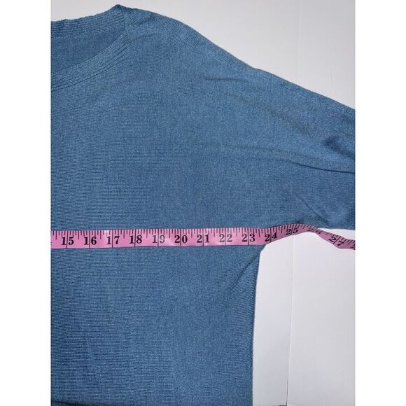 Chicos 2 Cashmere Blend Sweater Soft Cozy Boat Neck Dusty Blue Classic 12/14 Lg - Picture 9 of 13